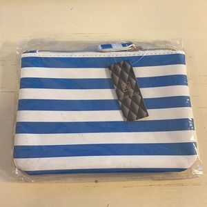 Mollie Jacob Blue & White Striped Makeup Bag